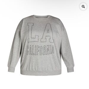 No Boundaries rhinestone LA CALIFORNIA grey sweatshirt size L (12-14) new